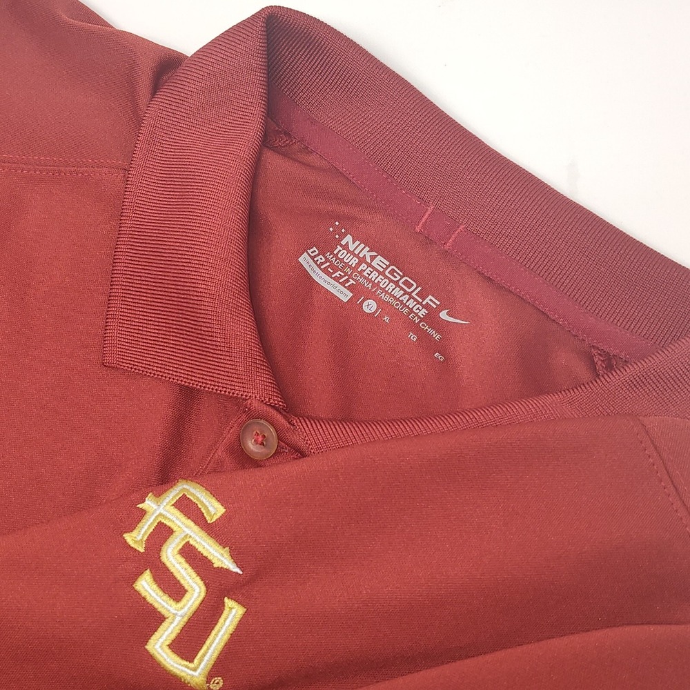 Nike Golf Dri-Fit Polo Shirt Mens XL Red Florida State FSU Performance